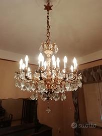 Lampadario classico in ottone e cristallo 12 luci