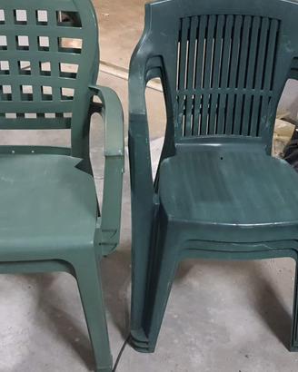 Set 4 Sedie da giardino in plastica monoblocco