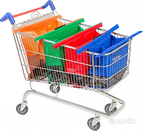 SET DI 4 BORSE PER CARRELLO DELLA SPESA sacchetti