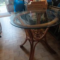 tavolino bambù e cristallo