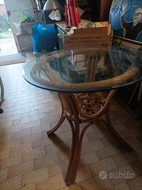 tavolino bambù e cristallo