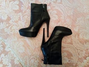 Stivaletto Albano  pelle nero 37 stiletto zeppe