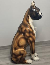 Statua in ceramica cane boxer