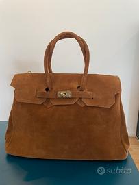 Borsa in pelle in stile Birkin