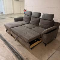 Divano angolo in tessuto grigio
