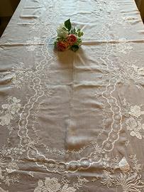 Tovaglia bianca in organza e lino