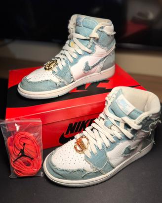 Nike Air Jordan high OG Denim+box+lacci extra