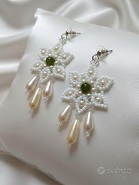 Orecchini Vintage Rococò anni 700 Perle//Giada