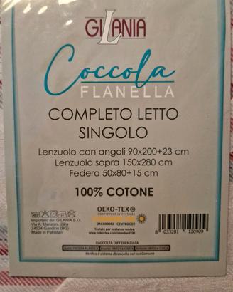 Completo letto singolo flanella
