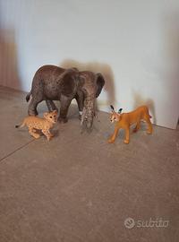 Lotto figurine schleich elefante leone caracal