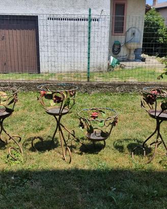 Tris Portavasi in Ferro Battuto Artigianale