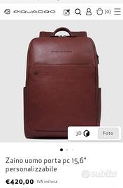 Zaino in Pelle Piquadro con cartellino 
