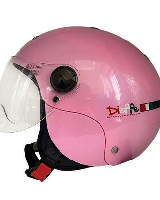 CASCO DIEFFE BABY VISIERA ELICOTTERO ROSA PERLATO