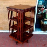 antica libreria Girevole inglese con rotelline 