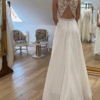 Stupendo vestito da sposa con pizzo e strascico XS