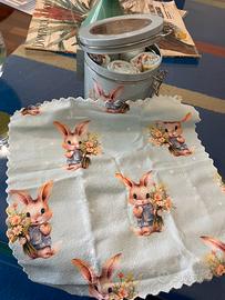 Set di 6 lavette pasquali in barattolo di latta