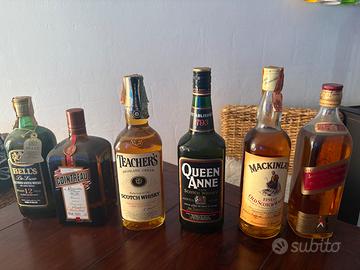 6 bottiglie (whisky,cointrau) anni 80’ in blocco