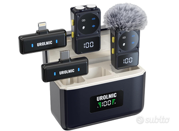 Kit microfoni a clip lavalier, senza fili, Android