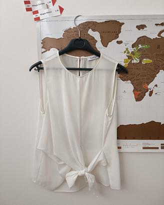blusa smanicata bianca