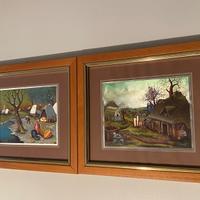 Coppia di quadri con paesaggio