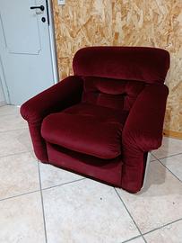 Divano vintage anni 70-90 velluto bordeaux