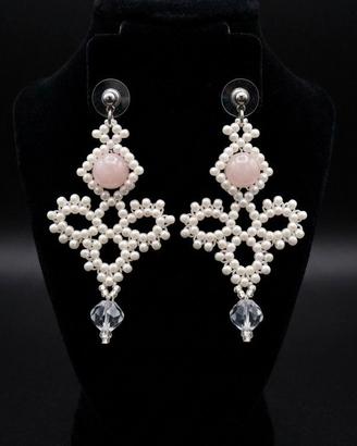 Orecchini handmade vintage quarzo rosa cristallo