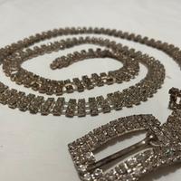 Cintura con strass argentata 100cm