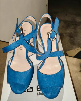 Scarpe decolte scamosciate bluette n. 37