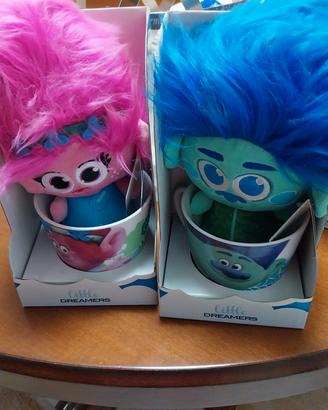 6 tazze con peluche little dreamers dreamworks