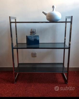 Libreria in acciaio e vetro fumé 