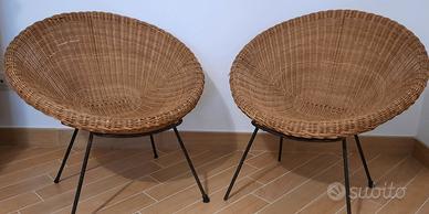 Sedie vimini  design uovo anni 60