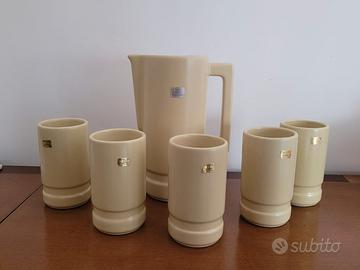 set bicchieri e brocca ceramica 4p Laveno 