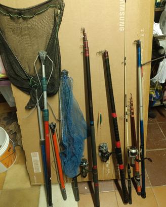 Canne da pesca+ accessori vari