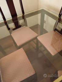 Tavolo quadrato con base in cristallo