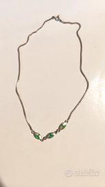 collana ciondoli foglie smaltate argento 