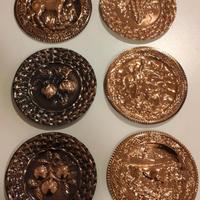 Set 6 Piatti Decorativi Vintage in Rame Sbalzato