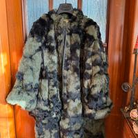 Vera pelliccia donna lapin vera pelle nera verde