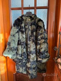 Vera pelliccia donna lapin vera pelle nera verde