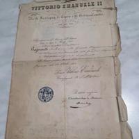 ATTESTATO VITTORIO EMANUELE II RE DI SARDEGNA CIPR