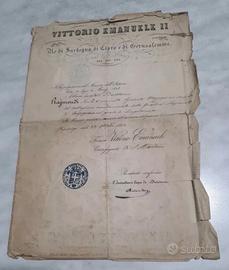 ATTESTATO VITTORIO EMANUELE II RE DI SARDEGNA CIPR