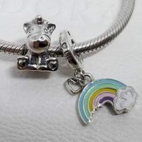 Pandora Coppia charm Bruno unicorno e Arcobaleno