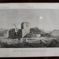 Antica stampa avanzi del tempio di esculapio