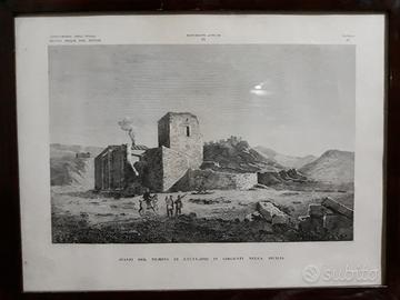 Antica stampa avanzi del tempio di esculapio