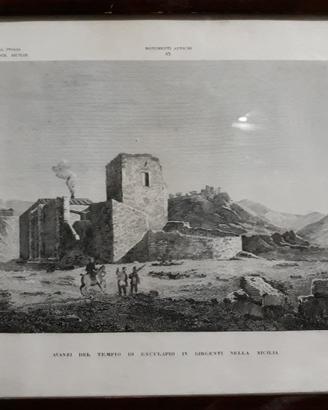 Antica stampa avanzi del tempio di esculapio
