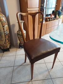 SEDIE ANTICHE IN PREGIATO LEGNO E PELLE