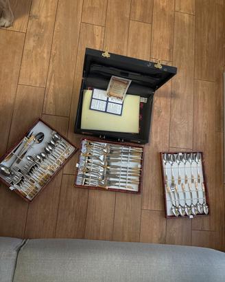 Set completo posate acciaio oro
