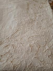 coperta matrimoniale lino con inserti intaglio 