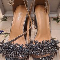 Scarpe Decolleté Color Argento con Strass - Meliss