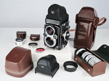 Set perfetto e raro di Rolleiflex 3.5F Whiteface
