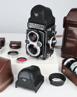 Set perfetto e raro di Rolleiflex 3.5F Whiteface